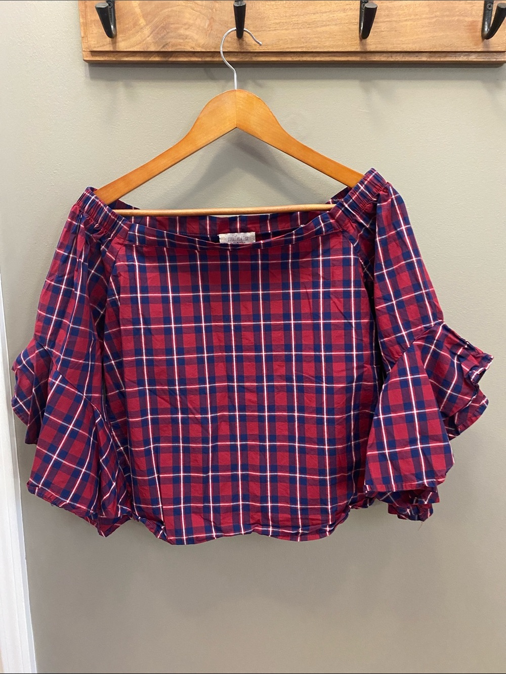 Soulmates Red and Navy Plaid A-Line Skirt
